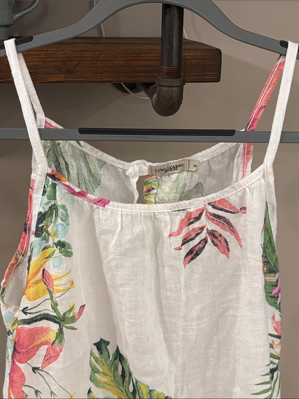 Lungo L’Arno 100% Linen Tropical Floral Shift Dress Size Small - Picture 5 of 6